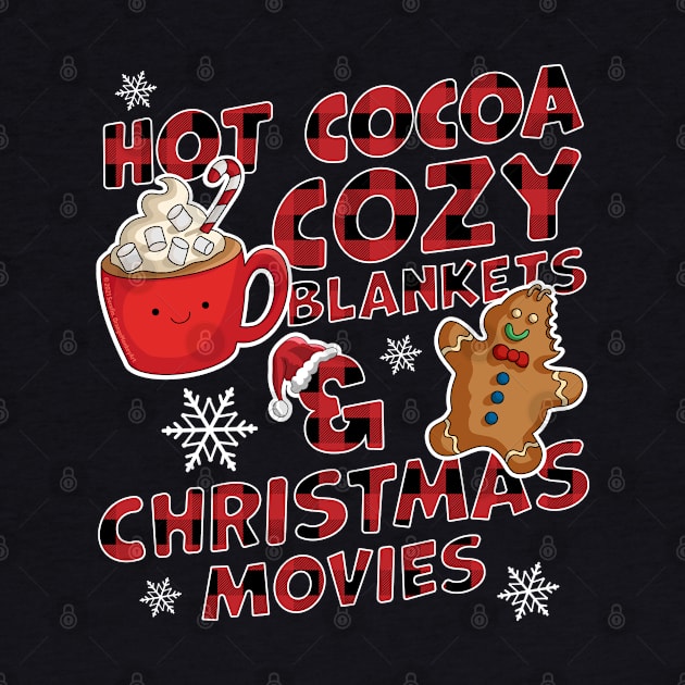 Hot Cocoa Cozy Blankets and Christmas Movies Xmas Buffalo Plaid by OrangeMonkeyArt